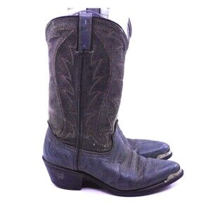 DURANGO Boots Mens Sz 7.5 D Western Pull Dark Charcoal Gray Stitched Design USA